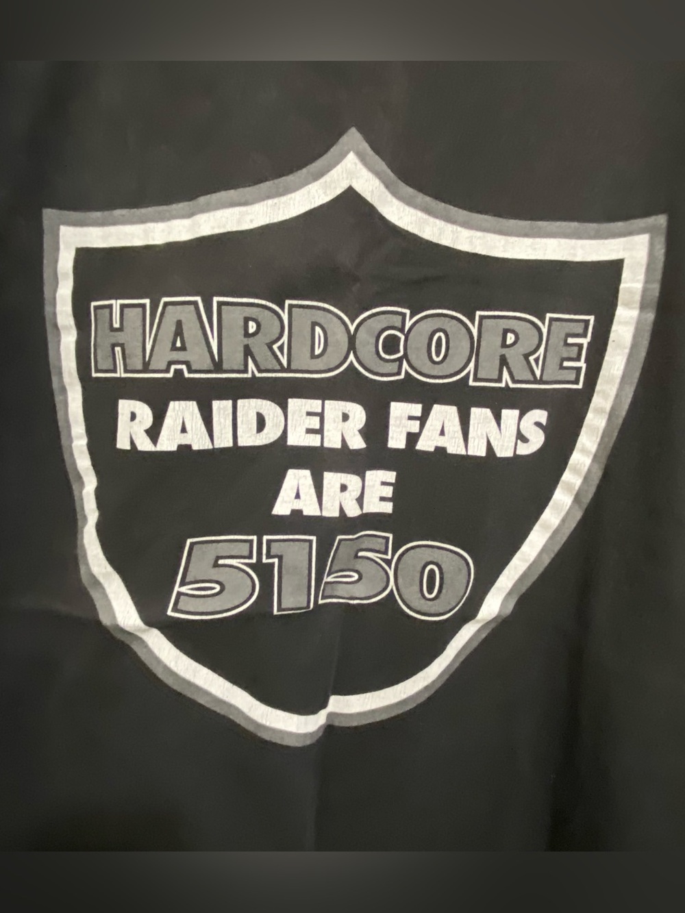 Mens 4X 4XL 60” Raiders Football Black Tee T Shirt Hardcore Raider Fans Are 5150